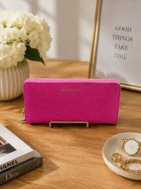 Michael Kors Wild Berry Wristlet Wallet Travel Continental